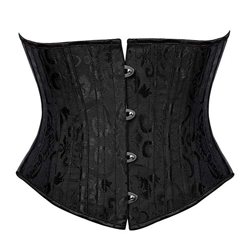 ZXCV Frauen Stahlknochen Taille Cincher Korsett Taille Abnehmen Unterbrust Steampunk Zubehör Schwarz Korsetts,Schwarz,S