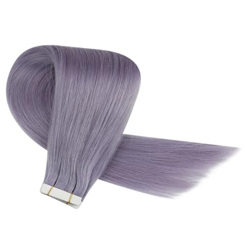 Hauteinschlagband im Haar, nahtloses Klebeband for Haarverlängerungen, Farbe Schwarz, seidig, gerade, echt menschlich (Color : Purple, Size : 40 PCS_14 INCHES_6 MONTHS)