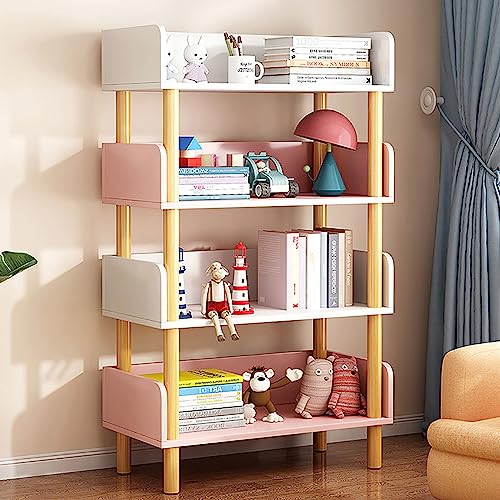 FUYAO Holzbuchregal organisieren Display -Regal für Schlafzimmer/Wohnzimmer mit 5 Cubby Storage Organizer - freistehende süße Bücherregal mit Aufbewahrung