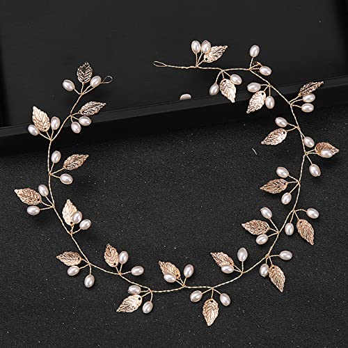 Kristall-Perlen-Stirnbänder für Frauen, Braut, Hochzeit, Haar-Accessoires, handgefertigt, Braut-Haarschmuck – Gold