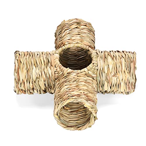 Bunny Grass House Natural Straw Woven Tunnel Tube Chew Young Guinea Pig Hay Nest for Igel, Frettchen, Rennmäuse, Hamster, Gras House
