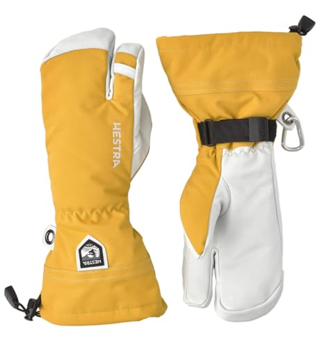 Hestra Heli Ski 3-Finger Handschuhe Lederhandschuhe Skihandschuhe Damenhandschuhe Herrenhandschuhe (9 HS - gelb)