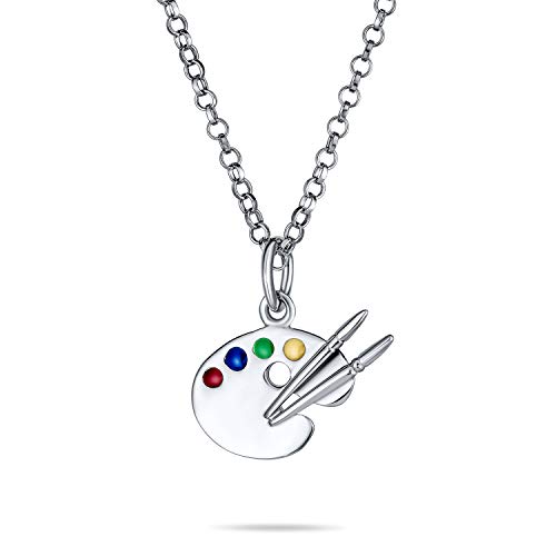 Maler Zeichnung Multi Farbe Emaille Künstler Palette Anhänger Halskette Für Teen Für Frauen 925 Sterling Silber