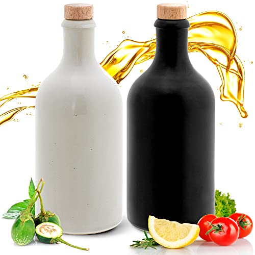 Kaminfix Essig & Öl Spender - Flasche mit Ausgießer, 2er Geschenkset für Feinschmecker handgefertigt und einzigartig im Design Made in Germany authentisch chic und zeitlos (2x 500ml, schwarz/weiß)