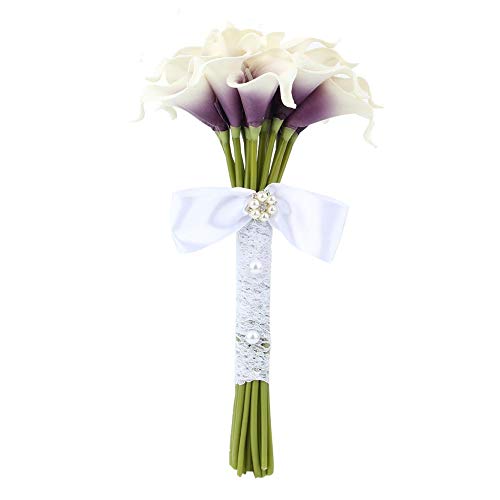 Hochzeitsstrauß - Gemeinsame Calla Künstliche Blume Brautstrauß Jäten Party Home Decoration(Lila)