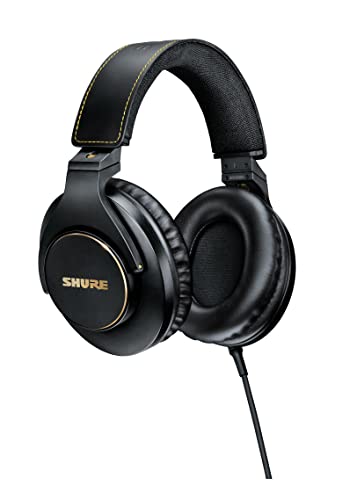 Shure SRH840A kabelgebundener Over-Ear Studio-Kopfhörer - geschlossenes, ohrumschließendes Design, abnehmbares Spiralkabel für Heim- und Studioaufnahmen - Gen 2 - Schwarz