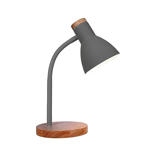 BEL AIR HOME - Schreibtischlampe ARGOS Serie, Holz, E-27 (GLÜHLAMPE NICHT ENTHALTEN) stilvolle Beleuchtung für dein Arbeitszimmer oder Büro (GRAU)