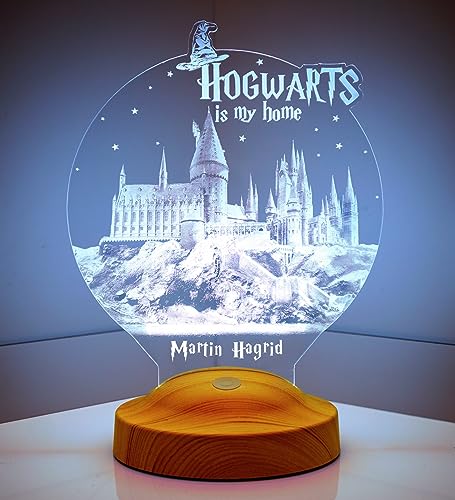 Sentidos 3D Led-Nachtlicht Geschenke Lampe Jungen Kind Kinder Geburtstagsgeschenke Schreibtischlampe Schlafzimmer Taufgeschenk (Hogwarts mit Namen)