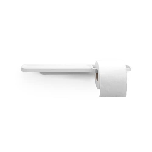 Brabantia - Mindset Toilettenpapierhalter mit Ablage - Für alle Gängigen Rollengrößen - Korrosionsbeständig - Wandmontage - Inklusive Befestigungsmaterial - Fresh White - 4,5 x 9 x 42 cm