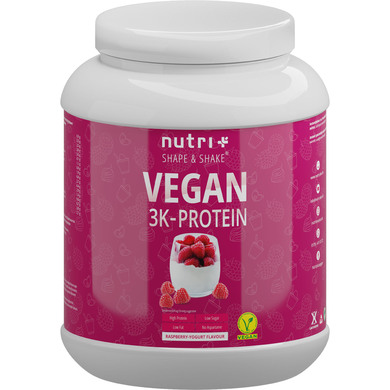 HIGH PROTEIN Vegan Himbeere Joghurt 1000g - 79,1% Eiweiß - 3k-Proteinpulver Raspberry Yoghurt - laktosefreies Eiweißpulver Low Sugar - Nutri-Plus 1kg Himbeer Proteinshake
