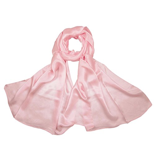 PB-SOAR 100% Seide Seidenschal Schal Halstuch Stola, einfarbiger Schal aus reiner Seide, schlicht und leicht, 8 Farben auswählbar (Rosa)