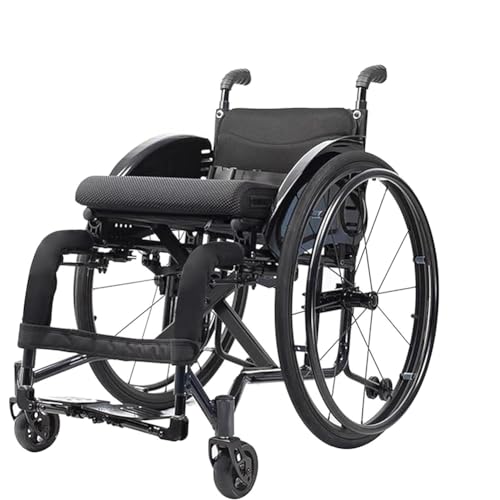 KK-GGL Klappersportrollstuhl Für Erwachsene, Leichter Rollstuhl, Selbstfahrer Manueller Transit-Reise-Rollstuhl, Tragbarer Rollstuhl Für Behinderten Athleten, 100 Kg Kapazität,Schwarz