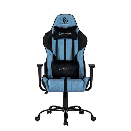 Newskill Horus Zephyr Gaming-Stuhl mit ergonomischem Design, hergestellt aus Stoff, um 180 Grad neigbar, erhältlich in 9, Blau