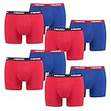HEAD 8 er Pack Herren Boxer Boxershorts Basic Pant Unterwäsche, Farbe:White/Blue/Red, Bekleidungsgröße:M