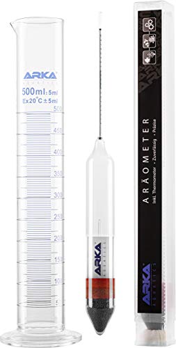 ARKA Aquatics Aräometer-Set - Dichtemesser inkl. Thermometer & Messzylinder - für jedes Meerwasser Aquarium, sicher und einfach verwendbar, auch geeignet für den Laboreinsatz, Einheitsgröße
