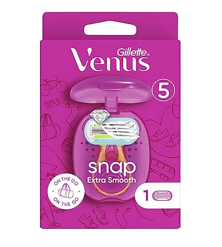 Gillette Venus Extra Smooth Snap Rasierer Damen, Damenrasierer + 1 Rasierklinge mit 5-fach Klinge, Frauen Geschenk