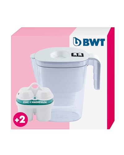 BWT Wasserfilter VIDA 2,6 l weiß mit 2 Filterkartuschen Zinc + Magnesium Mineralized Water | Immunsystem schützen mit Zink