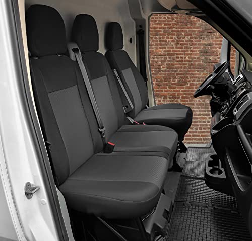 Sitzbezüge passgenau Schonbezüge Roco geeinget für Ford Transit Custom Manual 2018-2021 Erste Reihe 3-Sitzer + Gummimatten