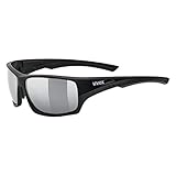 uvex sportstyle 222 pola - Sportbrille für Damen und Herren - polarisiert - druckfreier & perfekter Halt - black matt/silver - one size