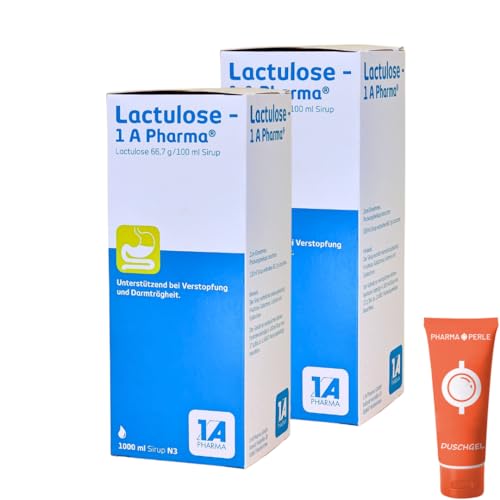 Lactulose 1A 2 x 1000 ml Sirup Abführmittel bei Verstopfung I Darmregulierung I Abfuehrmittel I Sparset mit give-away von Pharma Perle