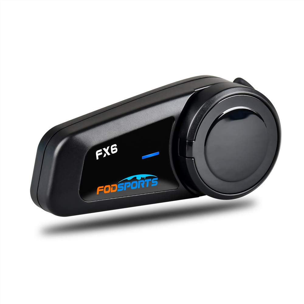 Fodsports FX6 Motorrad Bluetooth Headset, Intercom Motorrad kommunikationssystem bis zu 6 Motorräder mit 1000m Reichweite, Motorradhelm Gegensprechanlage mit Geräuschunterdrückung