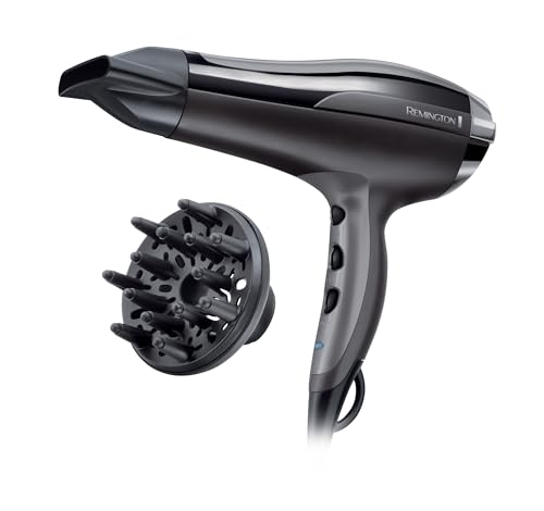 Remington Ionen-Haartrockner Pro-Air Turbo D5220, 2400 Watt, Keramik-Turmalin-Ring, Stylingdüse, Diffusor, schwarz