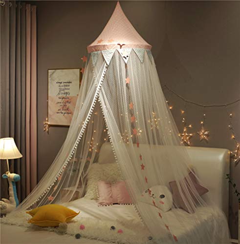 Babybett Baldachin Betthimmel für Kinder Babys hängende Moskitonnetz für Bett und Schlafzimmer Fotografieren Dekoration Spielzelte Mückennetz, Rosa