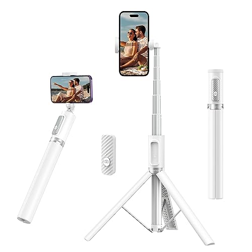 ATUMTEK Bluetooth 140CM Selfie-Stick Stativ Ausziehbares All-in-One-Telefonstativ aus Aluminium mit Kabelloser Fernbedienung um 360° Drehbar für iPhone 15/14/13 Mini/12 Pro/XS Max/XS,Samsung Smartphones