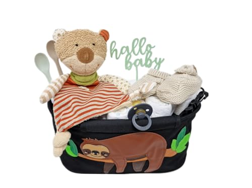 Windeltorte Babygeschenk Grinsezwerge Kinderwagentasche Faultier