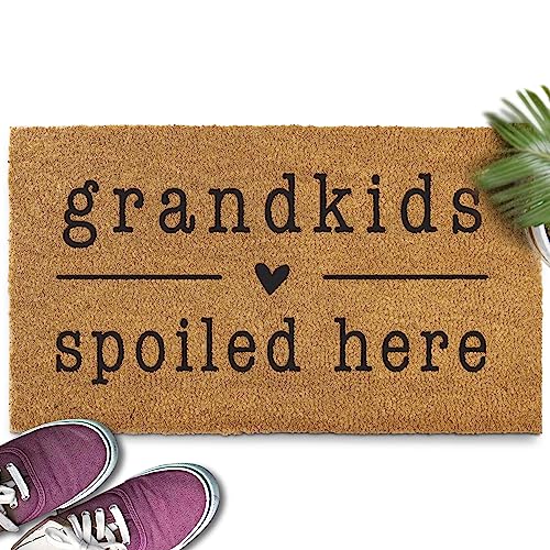Fußmatte mit Aufschrift "Grandkids Spoiled Here", 76,2 x 43,2 cm, Fußmatte, Enkelkinder Willkommen Fußmatte, Oma und Opa, Fußmatte für Enkelkinder