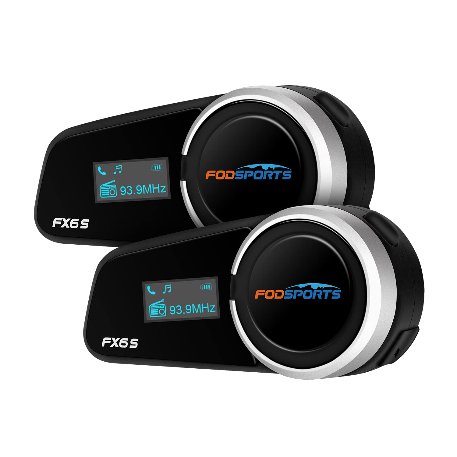Fodsports FX6S Motorrad Intercom mit LCD Bildschirm Motorrad Bluetooth Headset für bis zu 6 Motorräder mit 1000m Reichweite, Motorradhelm Freisprechanlage