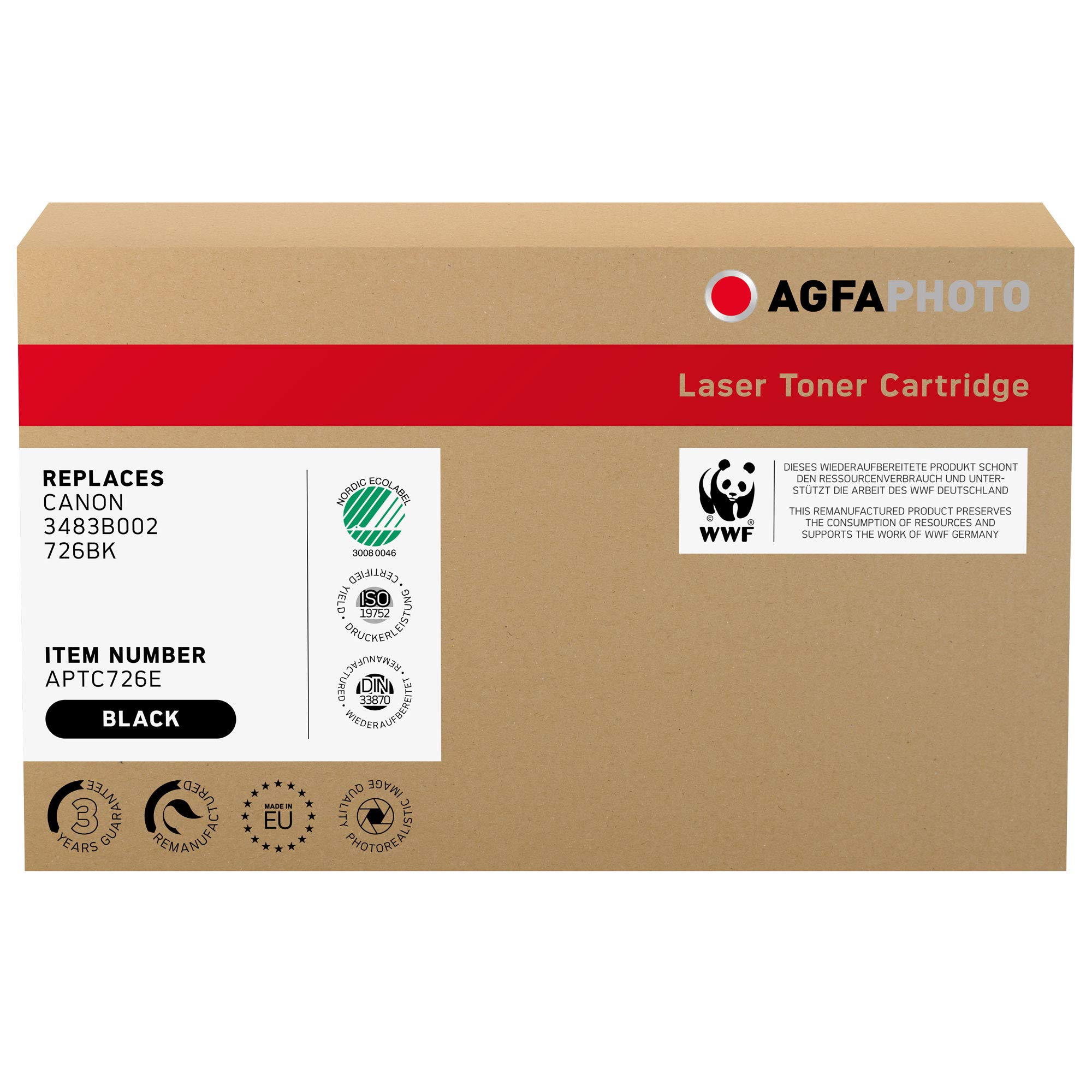 AgfaPhoto Laser Toner ersetzt Canon 3483B002; 726BK, 2100 Seiten, schwarz (für die Verwendung in Canon LBP-6200)