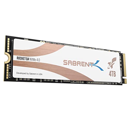 Sabrent M.2 NVMe SSD 4TB Gen 4, Internes Solid State 4900 MB/s Lesen, PCIe 4.0 2280, intern Festplatte High Performance kompatibel mit PCs, NUCs Laptops und desktops (SB-RKTQ4-4TB)