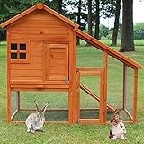 zooprinz Hasenstall - Kaninchenstall Landhaus massiven Holz ideal für draußen - Besonders einfach und schnell zu reinigen