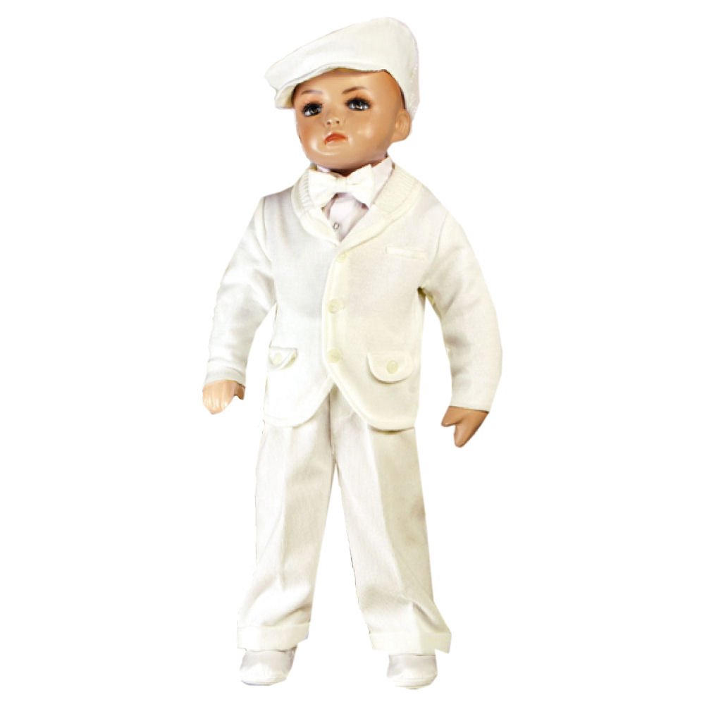 Baby Set 5-teilig Taufanzug ivory creme weiß festlicher Anzug für Jungen Hemd Hose Pullover Modell 4839-i (68)