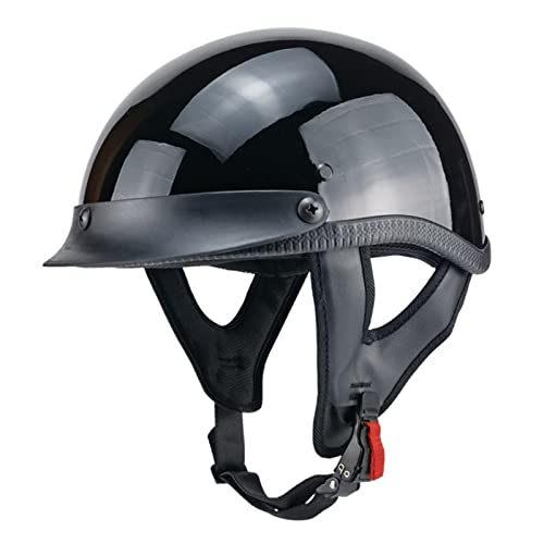 Motorrad Retro Halbhelme Halbschale Jet-Helm mit Abnehmbarem Rand DOT/ECE-Zertifizierung Scooter Mofa-Helm Brain-Cap für Männer und Frauen A,L