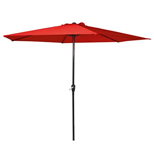 habeig Sonnenschirm Marktschirm Kurbelschirm 300cm in lila, rosa oder rot 3m mit 6 Streben (Rot #53021)