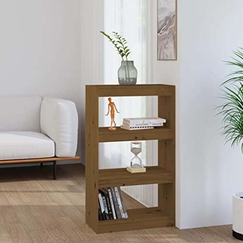 QZZCED Dekoratives Regal Wohnzimmerregal Bücherschrank Büro-Bücherregal Bücherschrank/Raumteiler Honigbraun 60x30x103.5 cm Kiefernholz für Wohnzimmer, Schlafzimmer, Büro