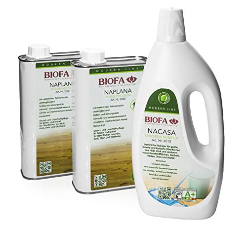 Eco-Werk Set | Biofa NAPLANA Pflegeemulsion 2 x 1 L und Nacasa Reiniger 1 x 1 L