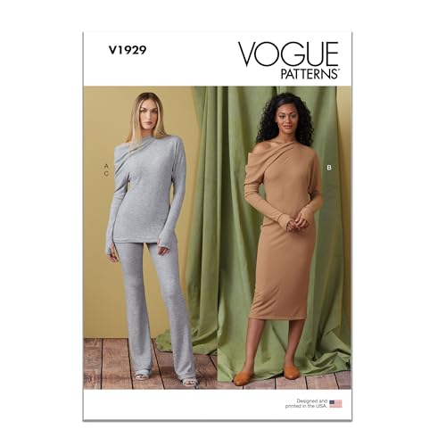 Vogue Schnittmuster-Set für Damen, Strickoberteil, Kleid und Hose, Design-Code V1929, Größen 46-48-50-52-54
