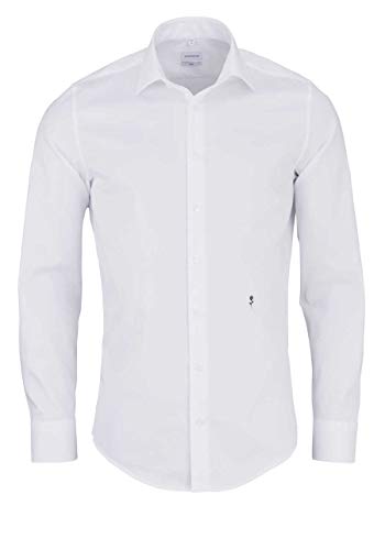 Seidensticker Herren Business Hemd Slim Fit - Bügelfreies, schmales Hemd mit Kent-Kragen - Langarm - 100% Baumwolle , Weiß (Weiß 01) , Kragenweite: 43 cm