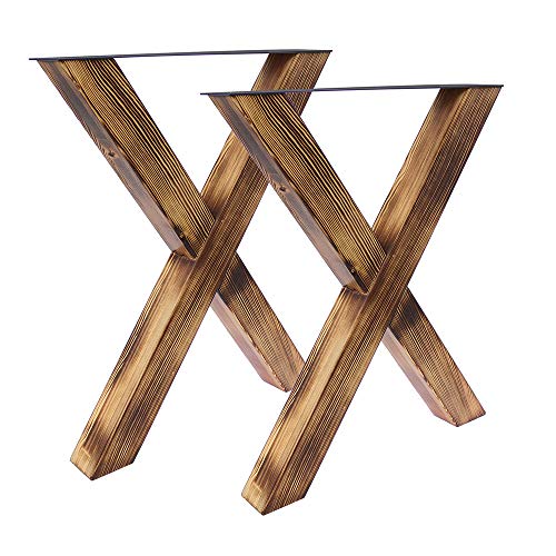 Bentatec 2 Stück - Tischgestell Holz geflammt X - 8080 Tischbein Tischkufen Esstisch