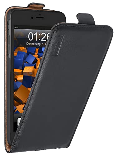 mumbi Echt Leder Flip Case kompatibel mit iPhone 6 Plus / 6S Plus Hülle Leder Tasche Case Wallet, schwarz