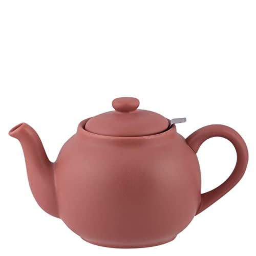 PLINT Simple & Stylish Ceramic Teapot, Globe Teapot with Stainless Steel Strainer, Ceramic Teapot for 6-8 Cups, 1500ml Ceramic Teapot, Flowering Tea Pot, TeaPot for Blooming Tea, Terrakotta Rose