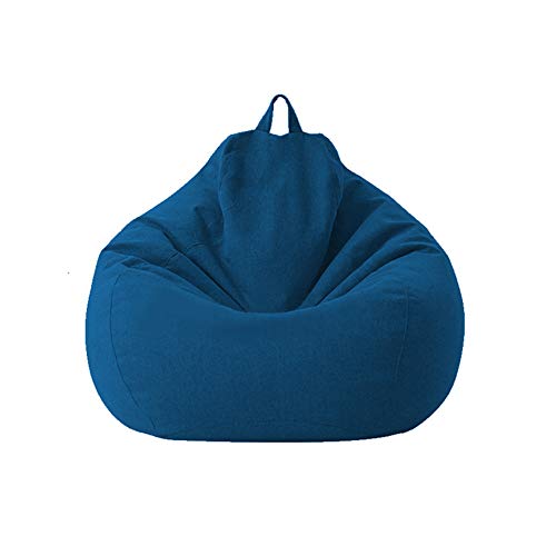 Sitzsackhülle ohne Füllung, Sitzsack Abdeckung Baumwolle und Leinen Stoff Sofa Schutzhülle Sitzsack Bezug,Blau,100 * 120cm