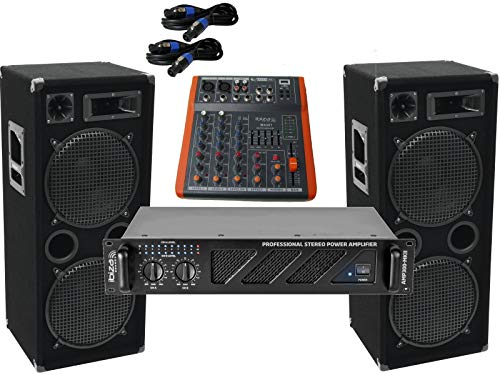 Das PA-SET 50 Power Ibiza Anlage DJ 3Wege 4 x 30 cm Bass USB Musikanlage 3000 W