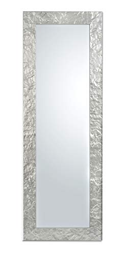Spiegel Wandspiegel Modern mit Rahmen aus Deutschem Tanneholz Aussenmass cm. 50x145 Silber. Hergestellt in der EU
