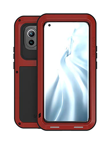 FONREST Ganzkörper Stoßfest Hülle für Xiaomi Mi 11 5G Case 6,8-Zoll Love MEI Schwerlast Draussen Hybrid Aluminium Metall Staubdicht Case OHNE Hartglas Bildschirmschutz (Rot)