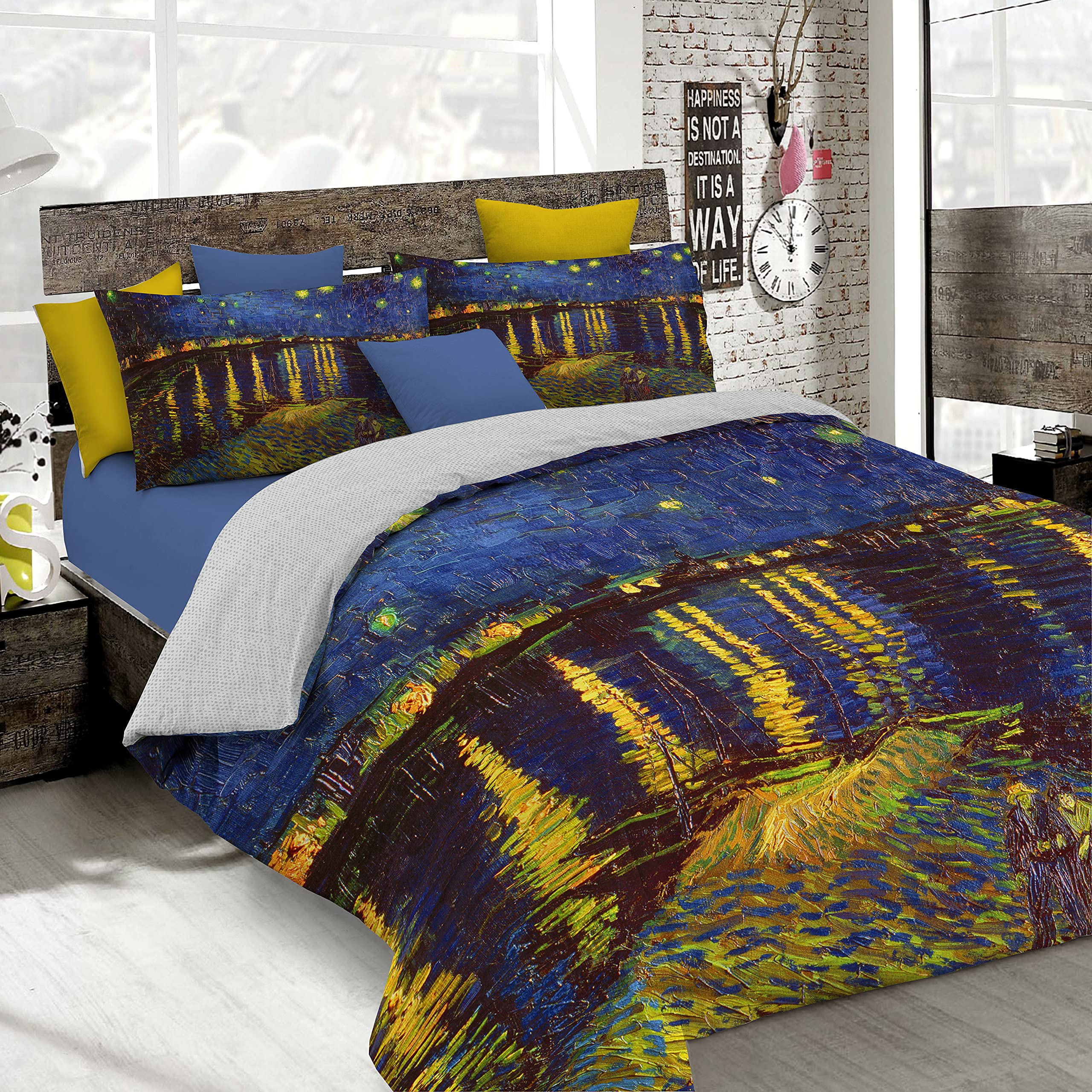 Italian Bed Linen Bettbezug, Doppelte, 100% Baumwolle, Multicolor SD52, DOPPEL
