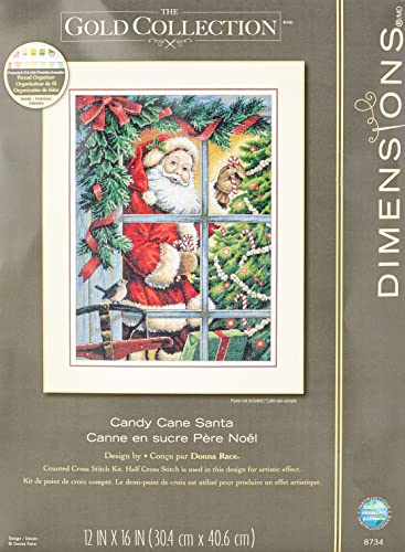Dimensions Gezählter Kreuzstick Set, Gold Candy Cane Santa